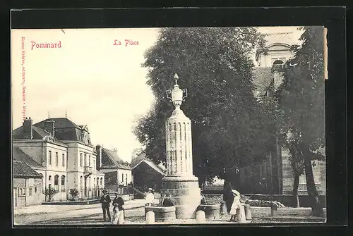 AK Pommard, La Place, Strassenpartie im Ort