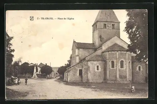 AK Til-Chatel, Place de l`Eglise, Kirche