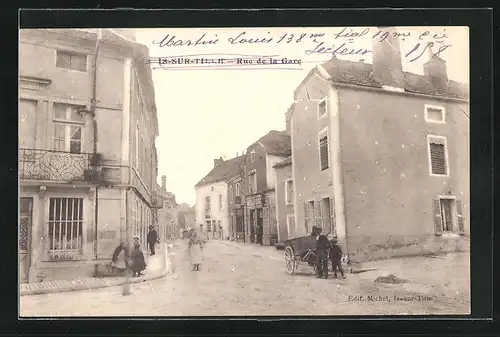 AK Is-sur-Tille, Rue de la Gare, Strassenpartie