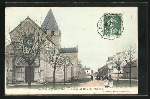 AK Til-Chatel, Église et Rue de l`Église, Strasse und Kirche