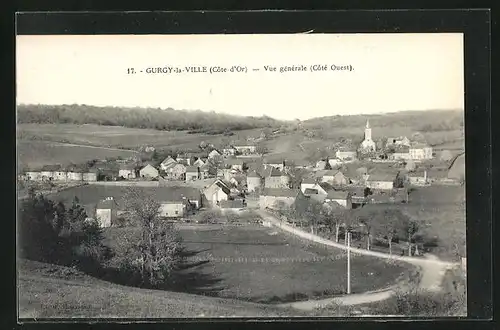 AK Gurgy-la-Ville, Vue générale, Dorf aus der Vogelschau