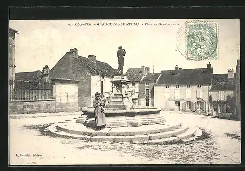 AK Grancey-le-Château, Place et Gendarmerie