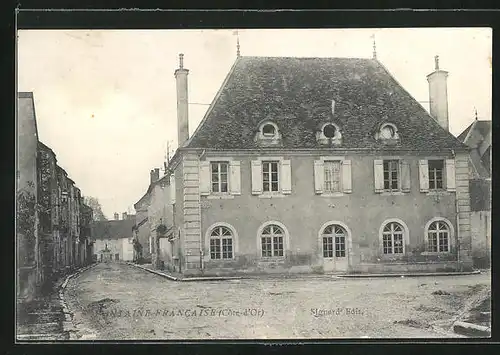 AK Fontaine-Francaise, Strassenpartie mit Gebäudeansicht