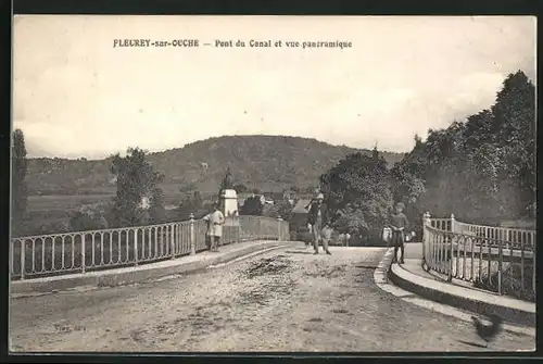 AK Fleurey-sur-Ouche, Pont du Canal et vue panoramique