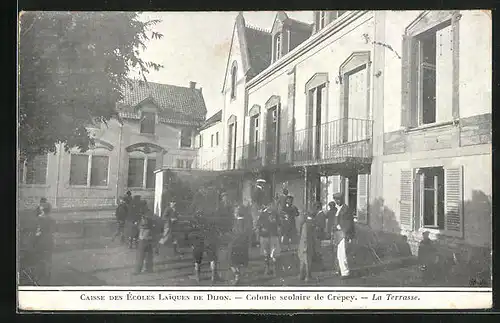 AK Crépey, Caisse des Écoles Laiques de Dijon, la Terrasse