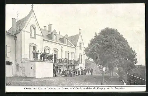 AK Crépey, Caisse des Écoles Laiques de Dijon, la Terrasse