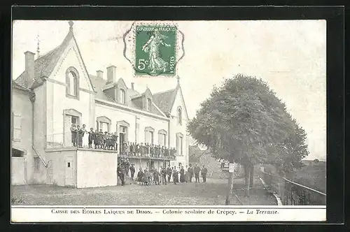 AK Crépey, Caisse des Écoles Laiques de Dijon, la Terrasse