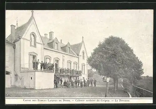 AK Crépey, Caisse des Écoles Laiques de Dijon, la Terrasse