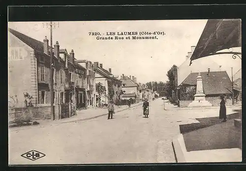 AK Les Laumes, Grande-Rue et Monument