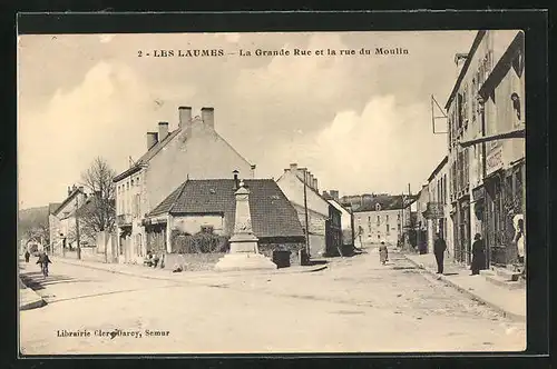 AK Les Laumes, La Grande Rue et la rue du Moulin