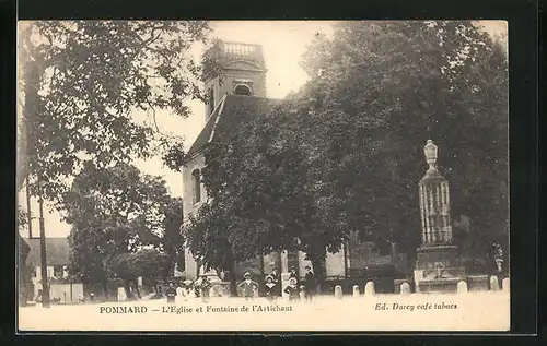 AK Pommard, L`Eglise et Fontaine de l`Artichaut