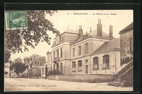 AK Pommard, La Mairie et les Écoles, Rathaus und Schulen