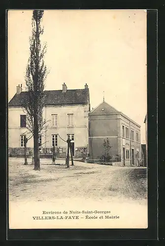 AK Villers-la-Faye, École et Mairie, Ortspartie