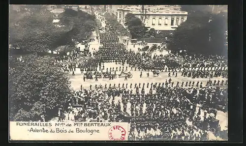 AK Funerailles de M. Berteaux, Avenue du Bois de Boulogne