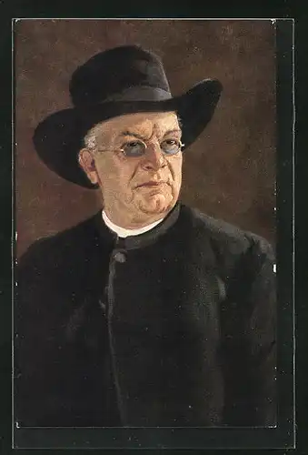 AK Portrait von Pfarrer Dr. H. Hansjakob mit Hut und Brille