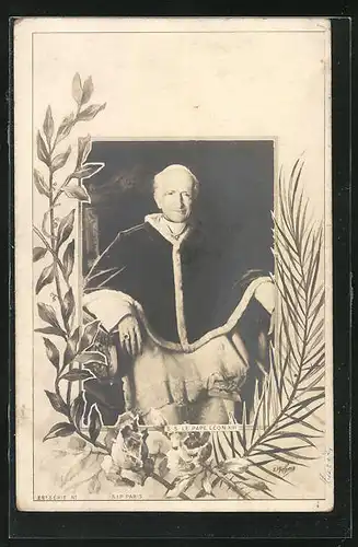 AK Papst Leo XIII., Portrait in Zierrahmen