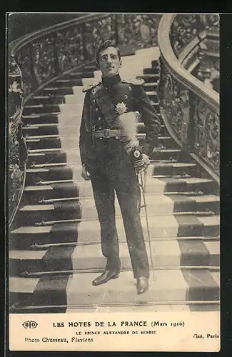 AK Les Hotes de la France - Le Prince Alexandre de Serbie, Mars 1916