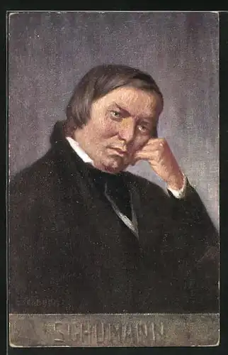 Künstler-AK Schumann, Portrait des Komponisten