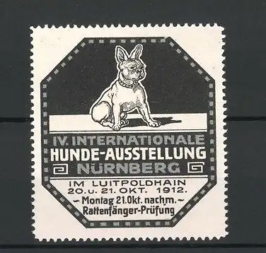 Reklamemarke Nürnberg, IV. Internationale Hunde-Ausstellung 1912, Portrait eines Hundes