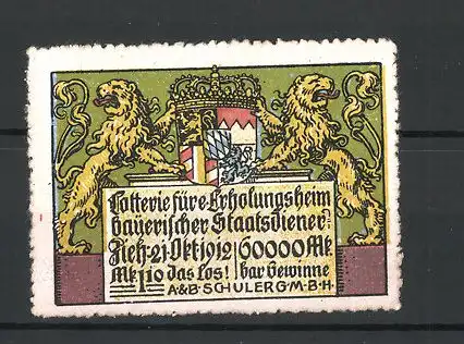 Reklamemarke Lotterie für ein Erholungsheim bayerischer Staatsdiener 1912, Wappen