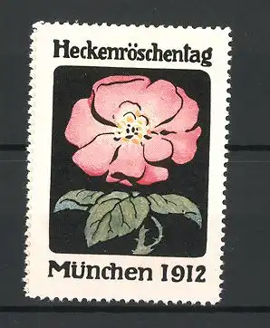 Reklamemarke München, Heckenröschentag 1912, Ansicht einer Heckenrose