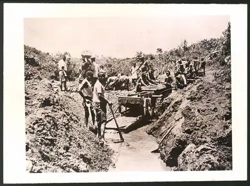 Fotografie Ansicht Westafrika, Goldwäscher bei der Arbeit