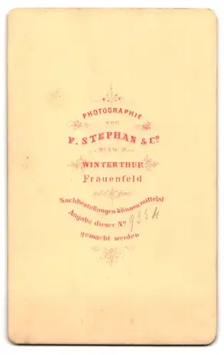 Fotografie F. Stephan & Co., Winterthur, Brustportrait junger Mann in modischer Kleidung mit Fliege