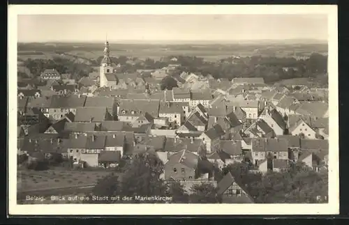 AK Belzig, Blick auf die Stadt mit der Marienkirche