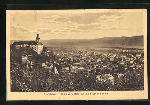 AK Rudolstadt, Blick vom Hain auf die Stadt und Schloss