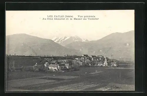 AK Les Payas, Vue générale, Au fond Chauvet et le Massif du Taillefer