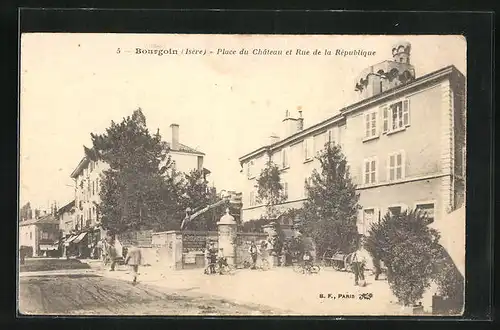 AK Bourgoin, Place du Château et Rue de la République