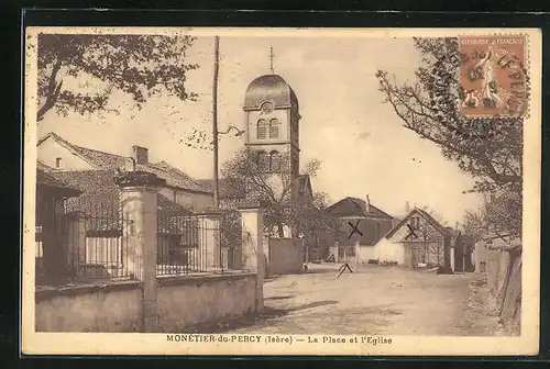 AK Monétier-du-Percy, La Place et l`Eglise