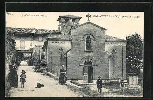 AK St-Lattier, L`Eglise et la Place