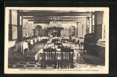 AK Pont-de-Beauvoisin, Hôtel du Commerce, Salle à manger