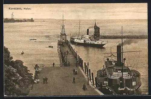 AK Konstanz, Hafen-Eingang vom Land aus gesehen