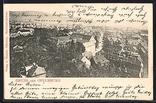 AK Offenburg, Ortsansicht aus der Vogelschau