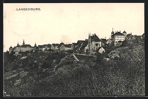 AK Langenburg, Blick auf Burg und Siedlung