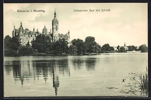 AK Schwerin i. Mecklbg., Schweriner See mit Schloss