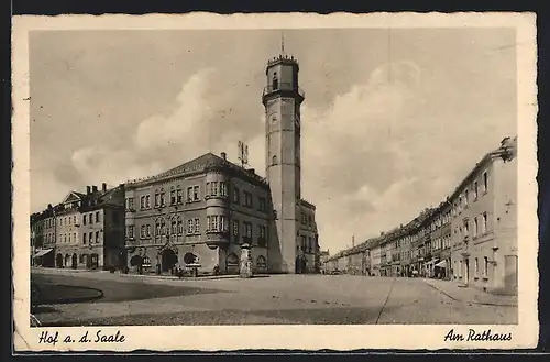 AK Hof a. d. Saale, Rathaus mit Vorplatz