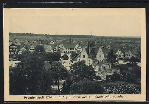 AK Freudenstadt, Ortsansicht vom Turm der ev. Stadtkirche gesehen