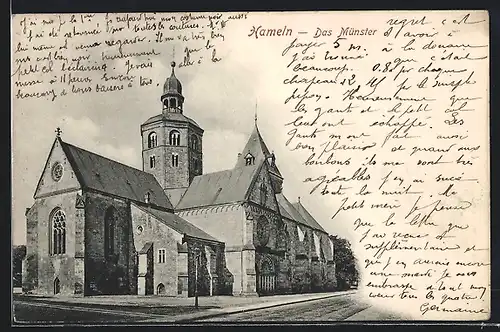 AK Hameln, Das Münster, Kirche bei Sonnenschein