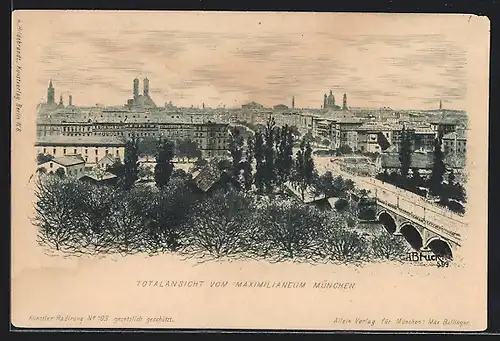 AK München, Totalansicht vom Maximilianeum