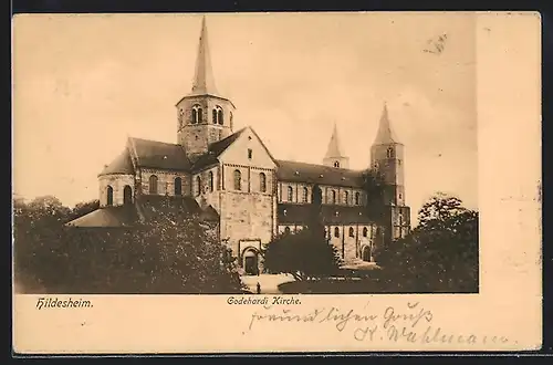AK Hildesheim, Godehardi Kirche bei Sonnenschein