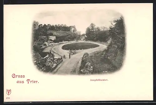 AK Trier, Amphitheater mit Gartenanlage