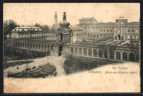 AK Dresden, Blick auf Kgl. Zwinger vom Weber's Hotel