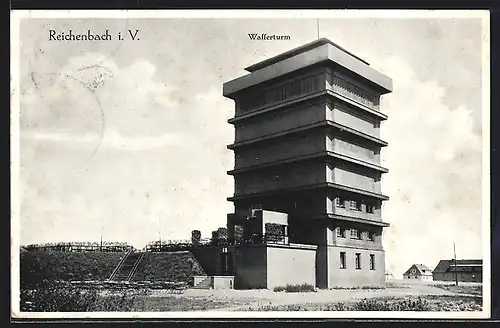 AK Reichenbach i.V., Wasserturm im Sonnenschein