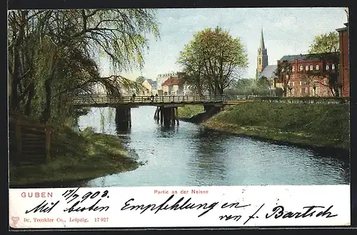 AK Guben, Provinzial-Lehrerversammlung 1903, Partie an der Neisse