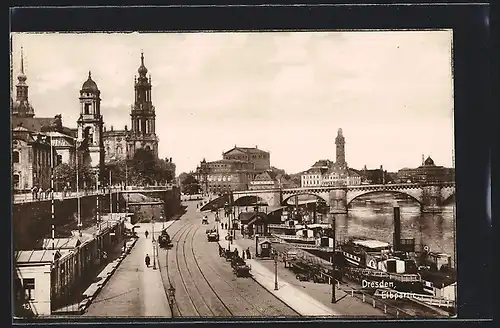 AK Dresden, Elbpartie mit Dampfer Königin Carola