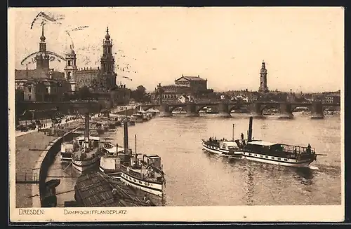 AK Dresden, Blick zum Dampfschifflandeplatz