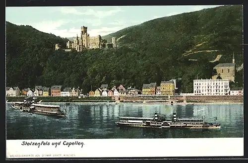 AK Capellen, Burg Stolzenfels und Dampfer